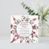 Kabouters Schattig Rood Grijs Kerstfeestje Feestdagenkaart (Staand voorkant)