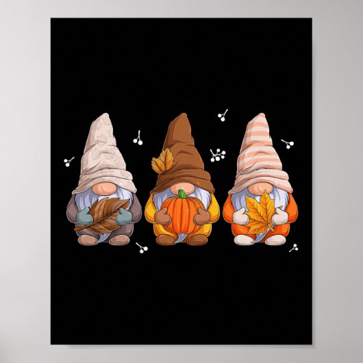 kabouters Thanksgiving kabouters met pompoenblader Poster (Voorkant)