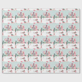 Kabouterwerkplaats Noordpool Kerstman Roze Dorp Cadeaupapier (Vlak)