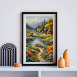 Kabrende Rivier door Herfstpieken Poster