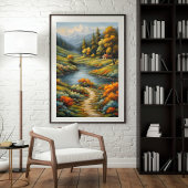 Kabrende Rivier door Herfstpieken Poster