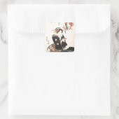 Kabuki-acteur weerspiegeld in een Sake Cup Vierkante Sticker (Tas)