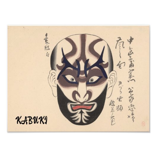 Kabuki esthetiek Grappig Japans gebruik Foto Afdruk (Voorkant)