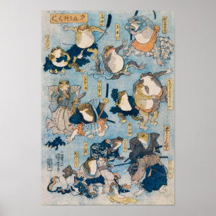 Kabuki Helden als Kikkers (Utagawa Kuniyoshi) Poster