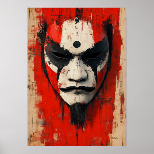 Kabuki krijgersmasker – Felle Aziatische Traditie Poster