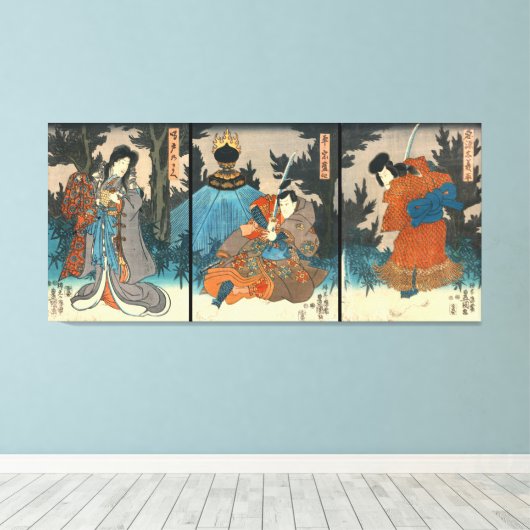 Kabuki Samurai 1847 Canvas Afdruk (Insitu (Houten vloer))