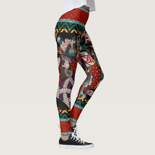 Kabuki Samurai Warriors Woodblock Leggings (Rechts)