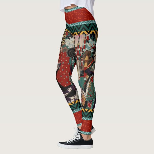 Kabuki Samurai Warriors Woodblock Leggings (Links)