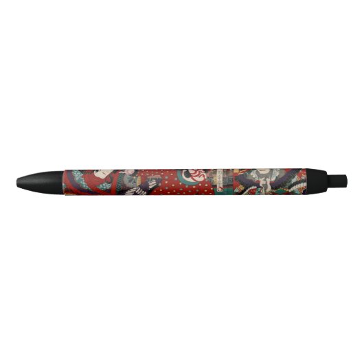 Kabuki Samurai Warriors Woodblock Zwarte Inkt Pen (Voorkant)