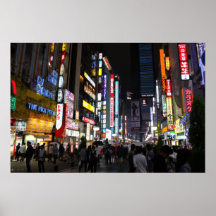 Kabukichō Tokyo Neons bij nacht Poster