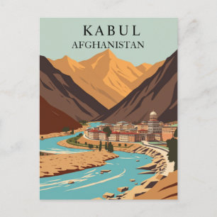 Kabul, Afghaanse bergen Vintage Kunst Briefkaart