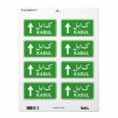 Kabul, Afghanistan Highway Traffic Street Sign Etiket (Full Sheet)