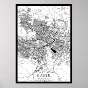 Kabul Afghanistan Kaart Poster