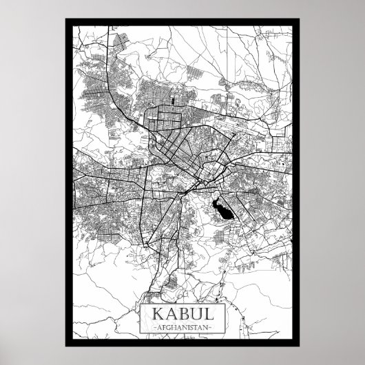 Kabul Afghanistan Kaart Poster (Voorkant)