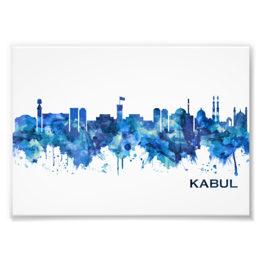 Kabul Afghanistan Skyline Blue Foto Afdruk (Voorkant)