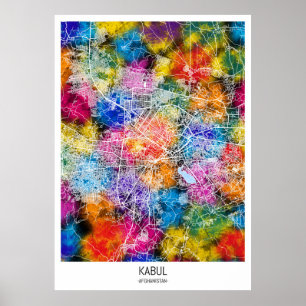 Kabul Afghanistan Stadsplattegrond Poster