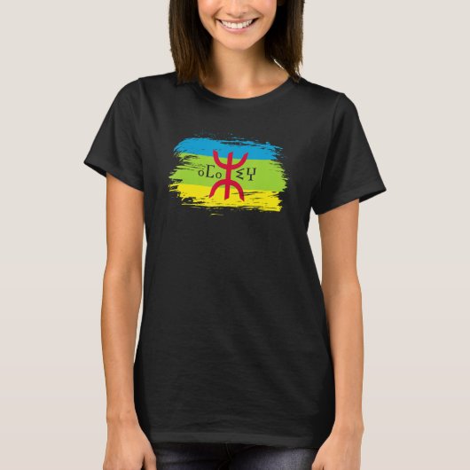 Kabyle Amazigh Flag Tifinagh Graphic  Berbe T-shirt (Voorkant)