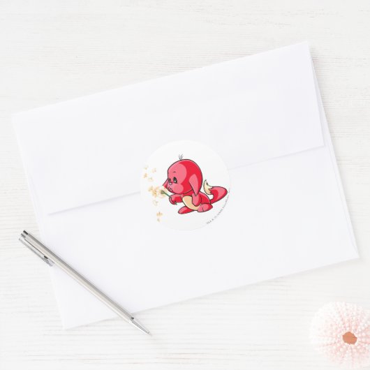 Kacheek Red Ronde Sticker (Envelop)