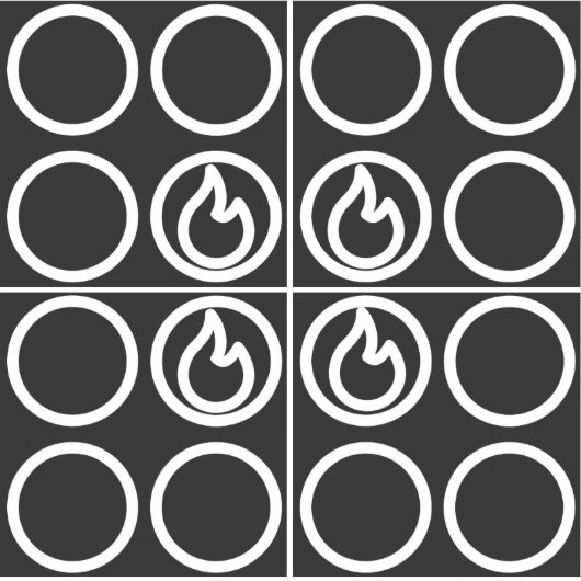 Kachel Top Knop Burner Label Guide Set (Voorkant)