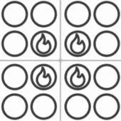 Kachel Top Knop Burner Label Guide Set (Voorkant)
