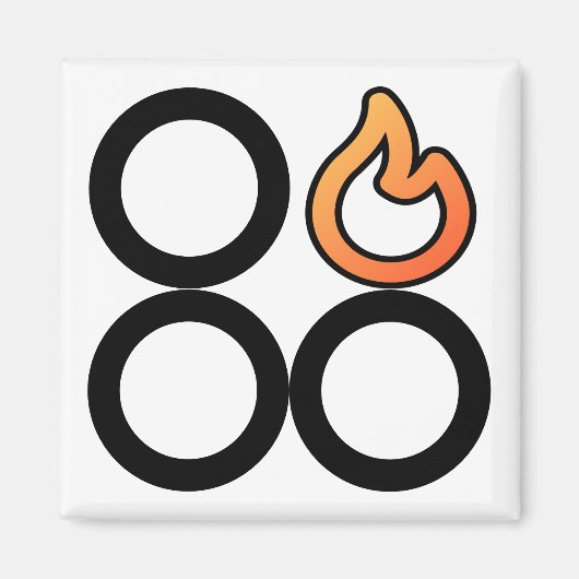 Kachelknop Rechterbranderregellabel magneet (Voorkant)