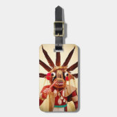 Kachina Doll Hout Figuur Fotografie Close Up Bold Bagagelabel (Voorkant verticaal)