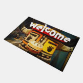 Kachina Doll Schattige Gezicht Foto Welkom Typogra Deurmat (Schuin)