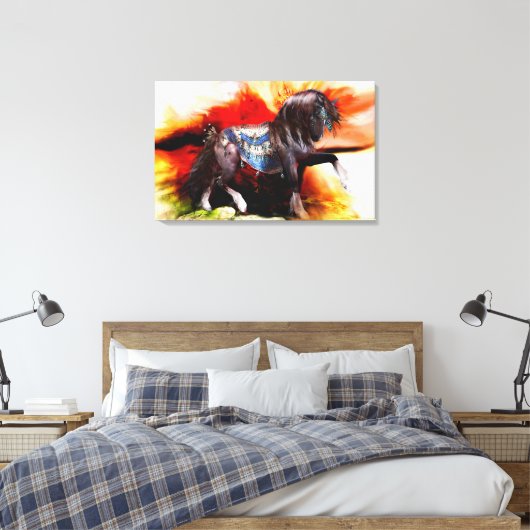 Kachina Hopi Horse Stretched Canvas Print (Insitu (Slaapkamer))