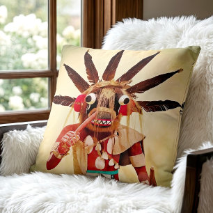 Kachina-pop Native American houten beeldhouwwerk V Kussen