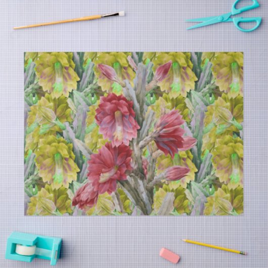 KACTUS, RODE PINKGEEL VAN STROOMSTROMEN TISSUEPAPIER (Craft)