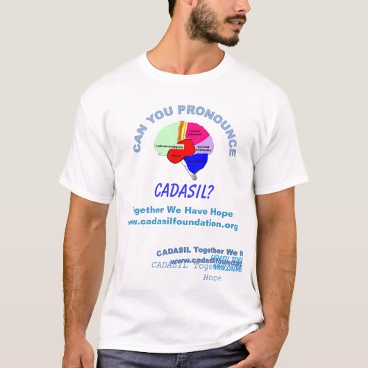 KADASIL met namen van woorden op het brein afkeure T-shirt (Voorkant)