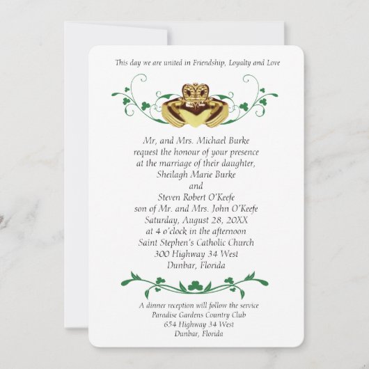 Kaddaugh / Claddagh Wedding Invitations Kaart (Voorkant)