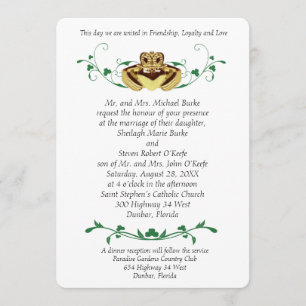 Kaddaugh / Claddagh Wedding Invitations Kaart