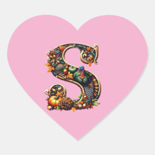 Kade S Thanksgiving kalkoen stijl cadeau  Hart Sticker