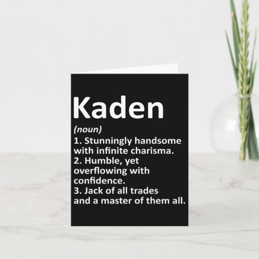 Kaden Definitie Gepersonaliseerde Naam Grappige Ve Kaart (Voorkant)