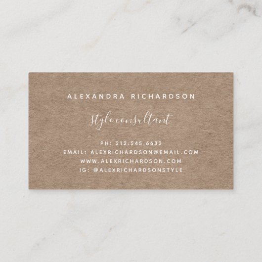 Kader en script | Hallo van kraftpapier Visitekaartje (Achterkant)