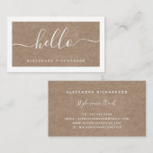 Kader en script | Hallo van kraftpapier Visitekaartje (Voorkant / Achterkant)