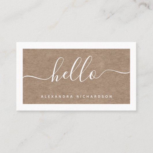 Kader en script | Hallo van kraftpapier Visitekaartje (Voorkant)