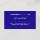 Kader en script | Vetblauwe Waterverf Hallo Visitekaartje (Achterkant)