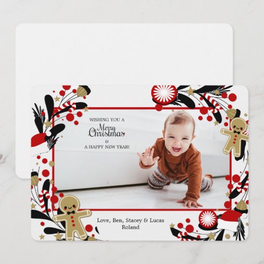 Kader Foto Kerstkaart Mannetje van Gemberkoek Kaart (Voorkant / Achterkant)