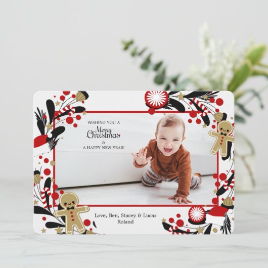 Kader Foto Kerstkaart Mannetje van Gemberkoek Kaart (Staand voorkant)