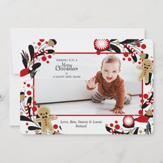 Kader Foto Kerstkaart Mannetjes van Gemberkoek Kaart (Voorkant)