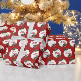 Kader Gelukkig Kerstfeest op Rood Cadeaupapier