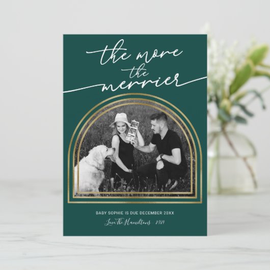 Kader kerst zwangerschapsaankondiging  feestdagenkaart (Staand voorkant)