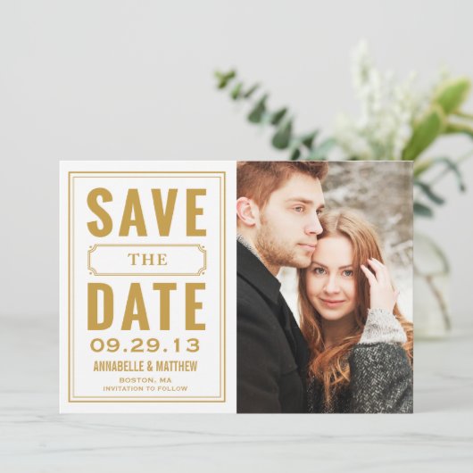Kader Save the Date Aankondiging Vintage (Staand voorkant)