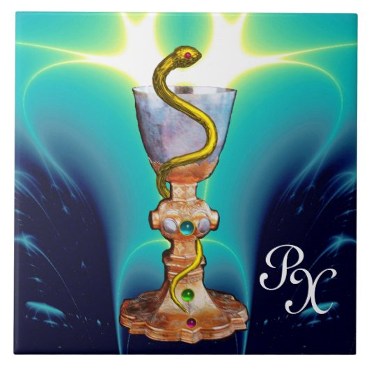 KADER VAN HYGEIA MONOGRAM Medicine, Pharmacy Blue Tegeltje (Voorkant)