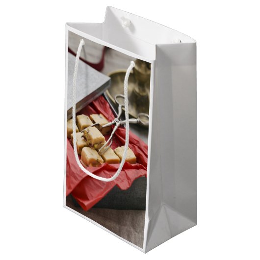 Kader van toffee-snoepjes klein cadeauzakje (Voorkant Gekanteld)