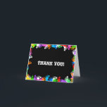 Kader voor voetafdruk Hartelijk dank Bedankkaart<br><div class="desc">Kleurrijke,  leuke voetafdruk grens op zwart met dankjewel.</div>