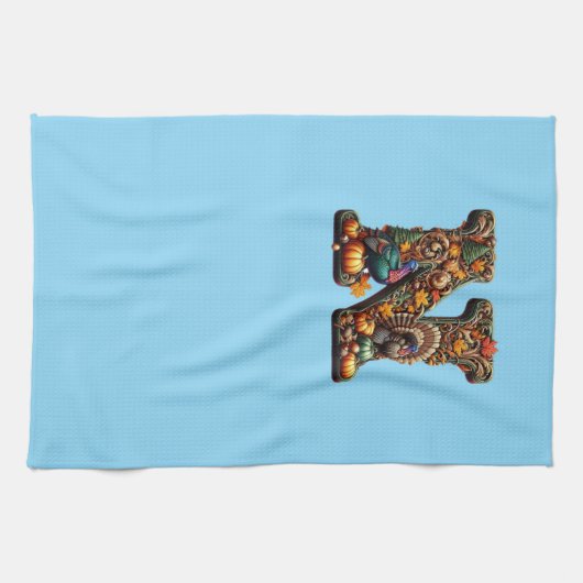 Kaderbrief N Thanksgiving-stijl Theedoek (Horizontaal)