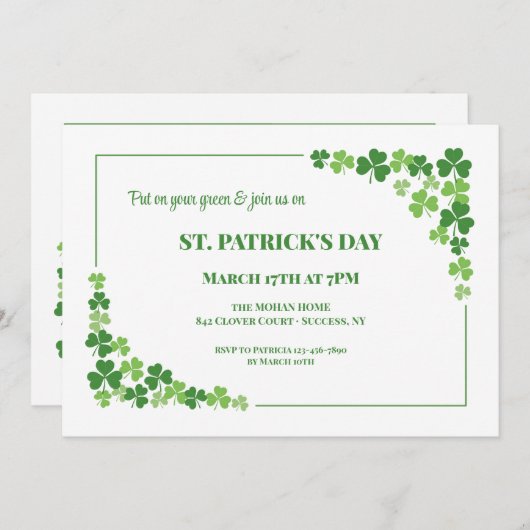 Kaderuitnodiging klaverblad kaart (Voorkant / Achterkant)